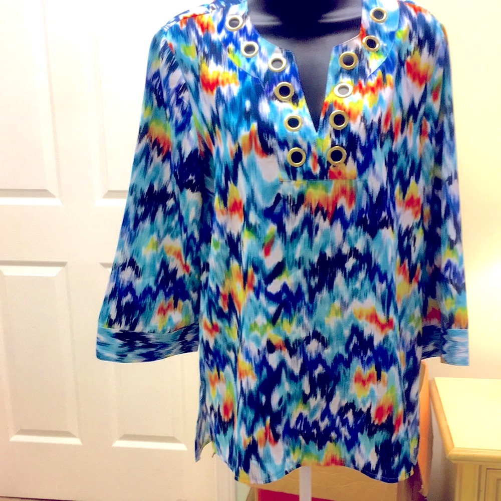 August Silk multi color tunic top